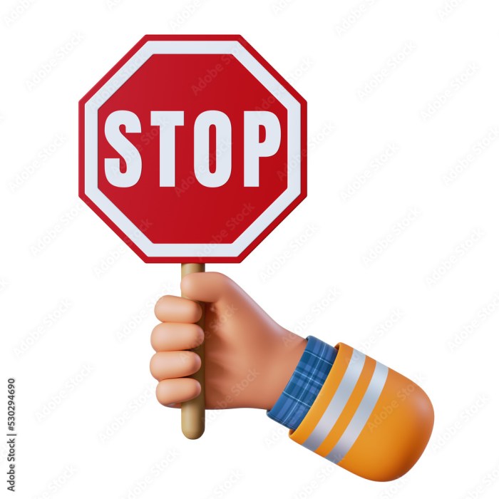 3d render, cartoon human hand holds stop sign. Warning icon. Safety ... How to stop mouth breathing