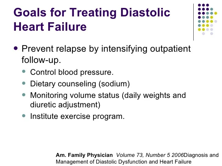 Treating diastolic dysfunction and heart failure