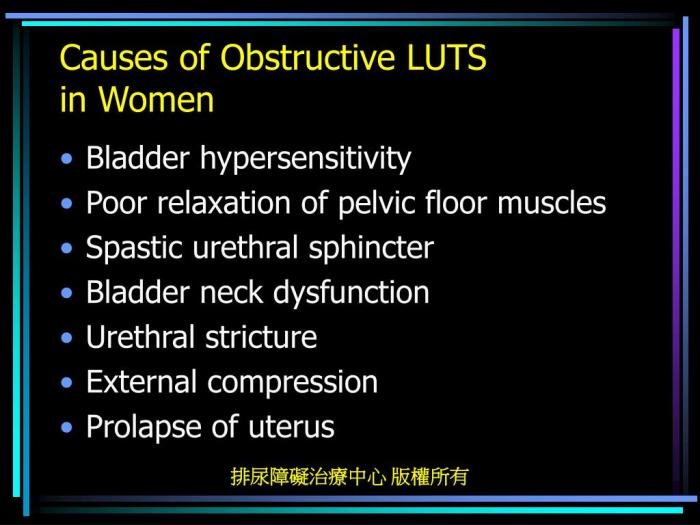 Symptoms of bladder outlet obstruction